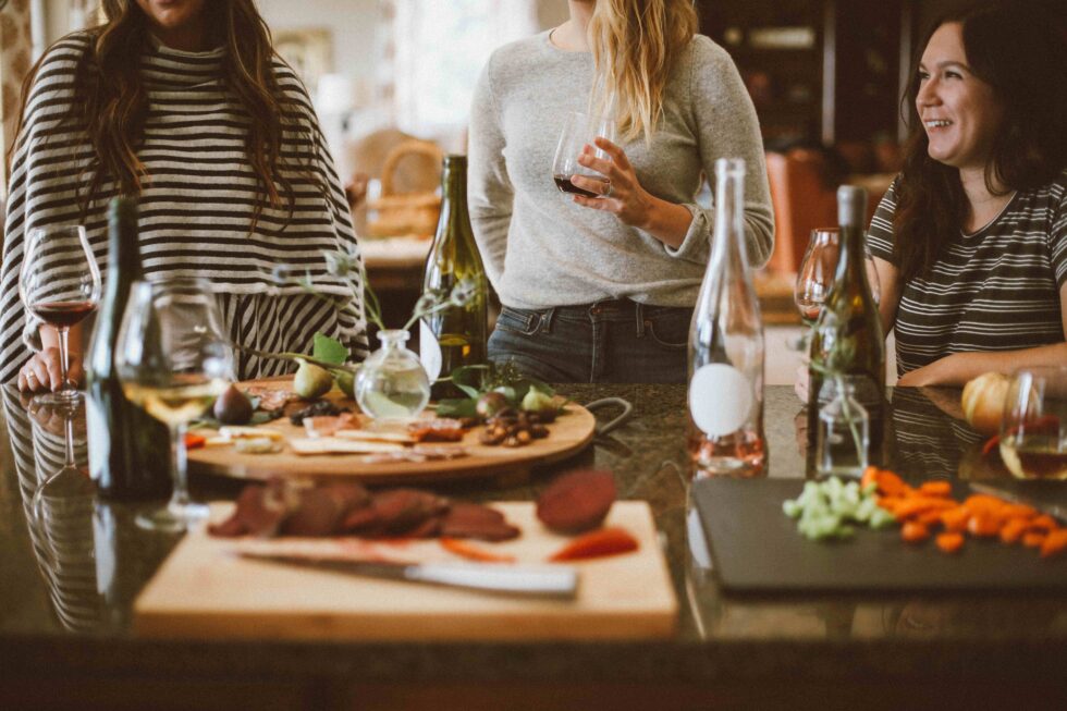 friends gathering at a wine party