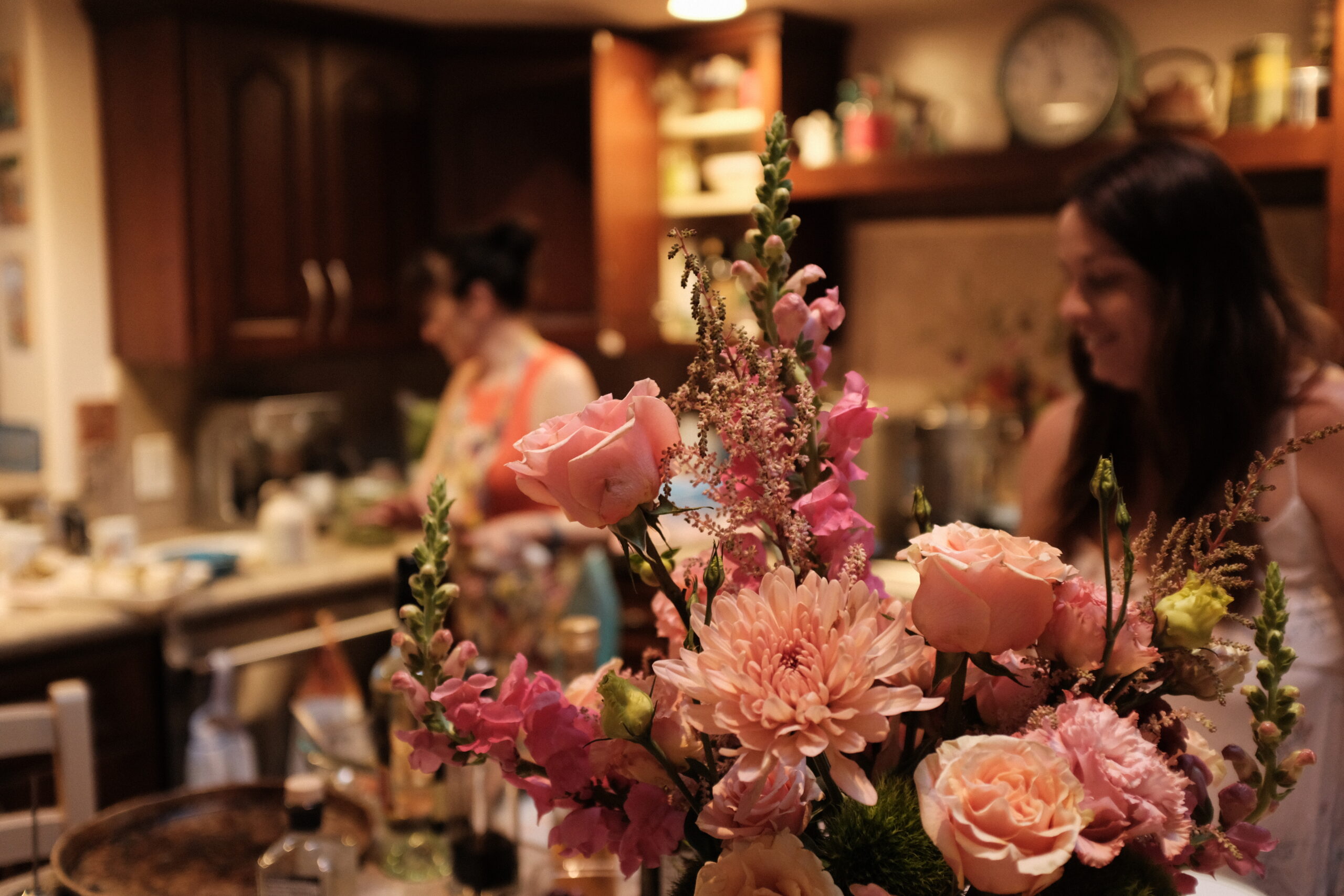 family cooking together for family reunion