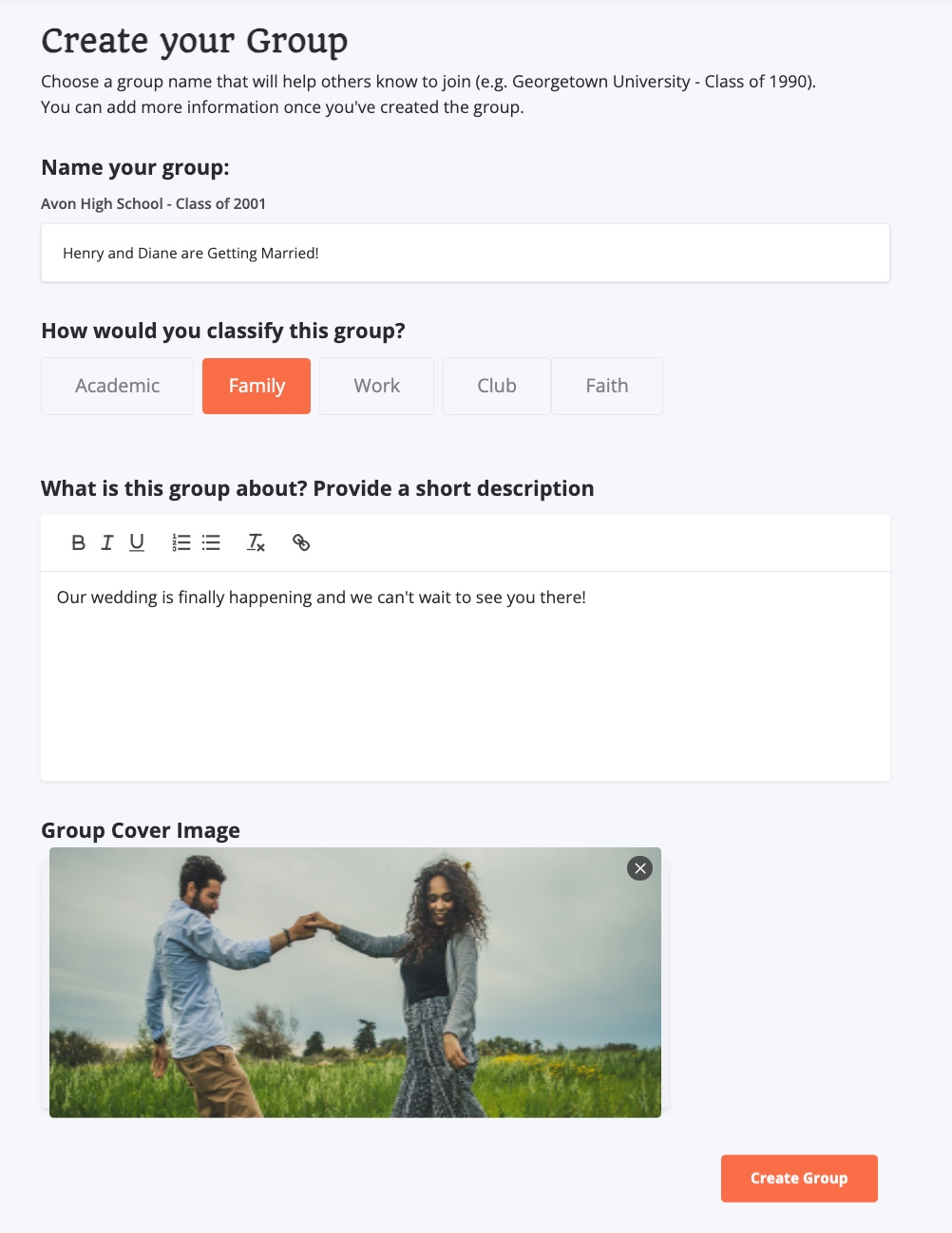 Wedding RSVP Group Creation