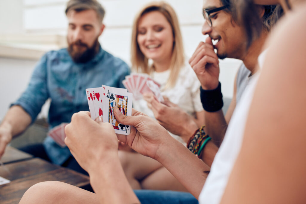 family playing cards