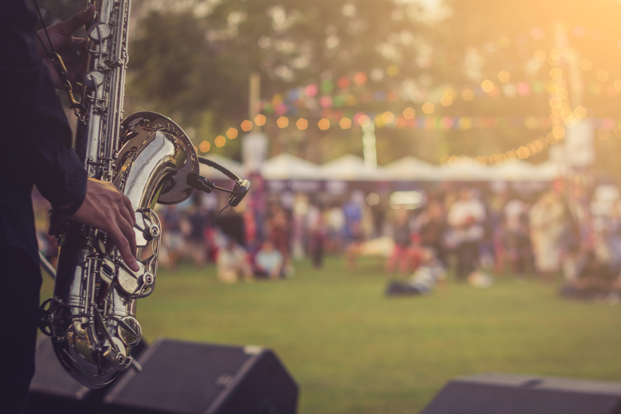 jazz musician playing outdoor concert
